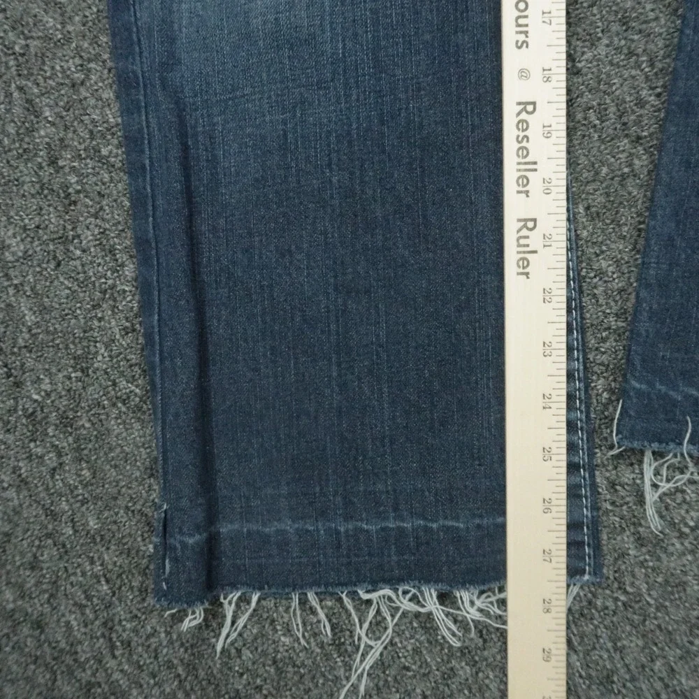 True Religion Jeans Mens 36x28‎ Blue Bootcut Raw Hem 5 Pocket Flaps